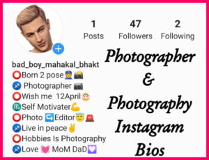 Photographer bio for Instagram