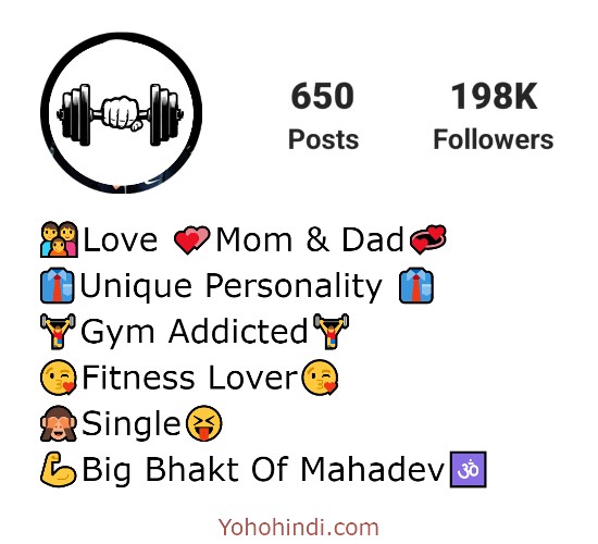 Gym fitness bio for Instagram