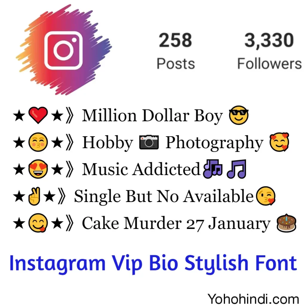 Instagram Vip Bio Stylish Fonts